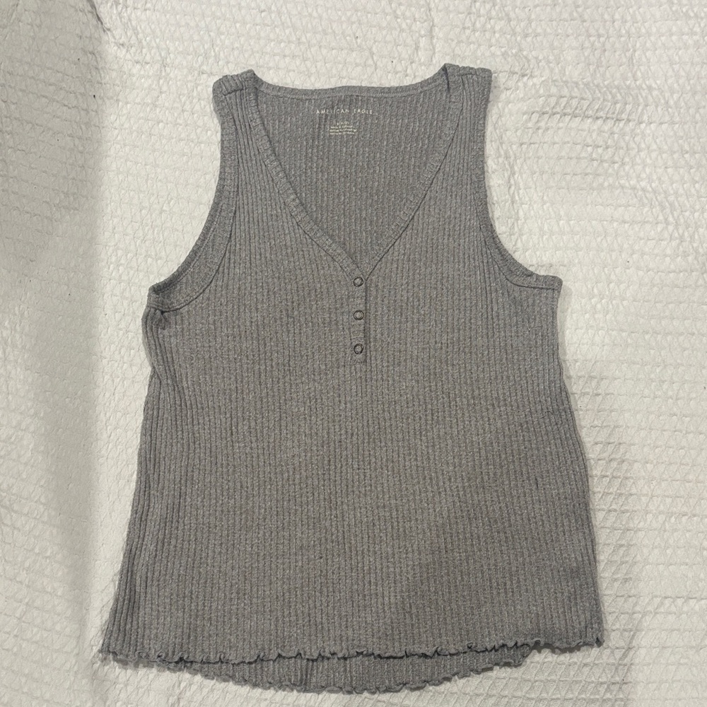 American Eagle Outfitters Charcoal Ribbed Tank Top